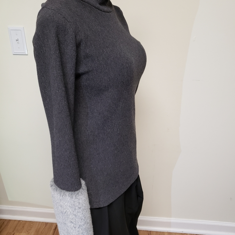 Vintage Rare 90s RENEE RENEE Fur Sleeved Cotton Sweater